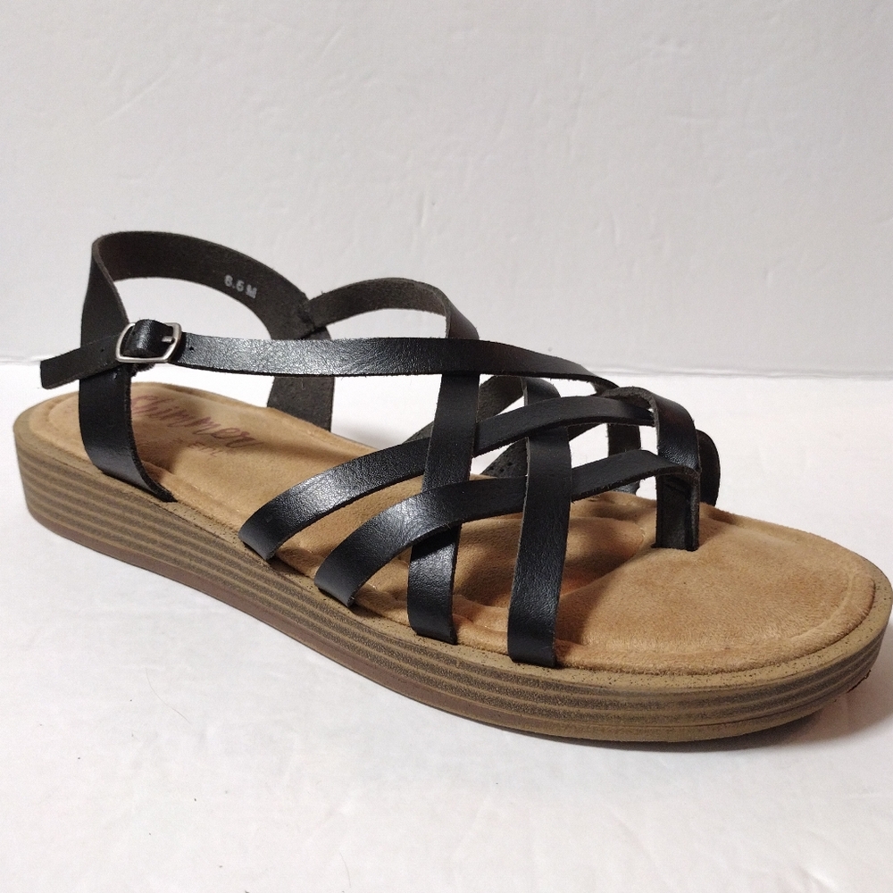 Shimmer by EDL women's Delilah Strappy Toe Slingback Sandals Size 8.5 Black